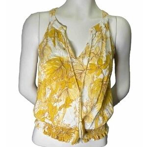 rose and olive  Sleeveless Yellow‎ Floral small woman’s Top